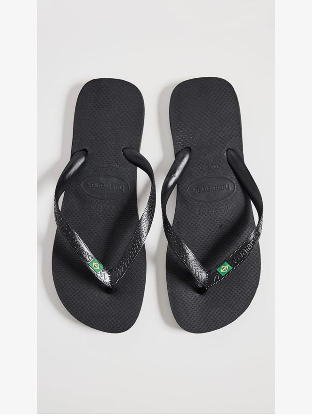 New Men’s 11/12 Havaianas Black Slim Brazil logo Flip Flops